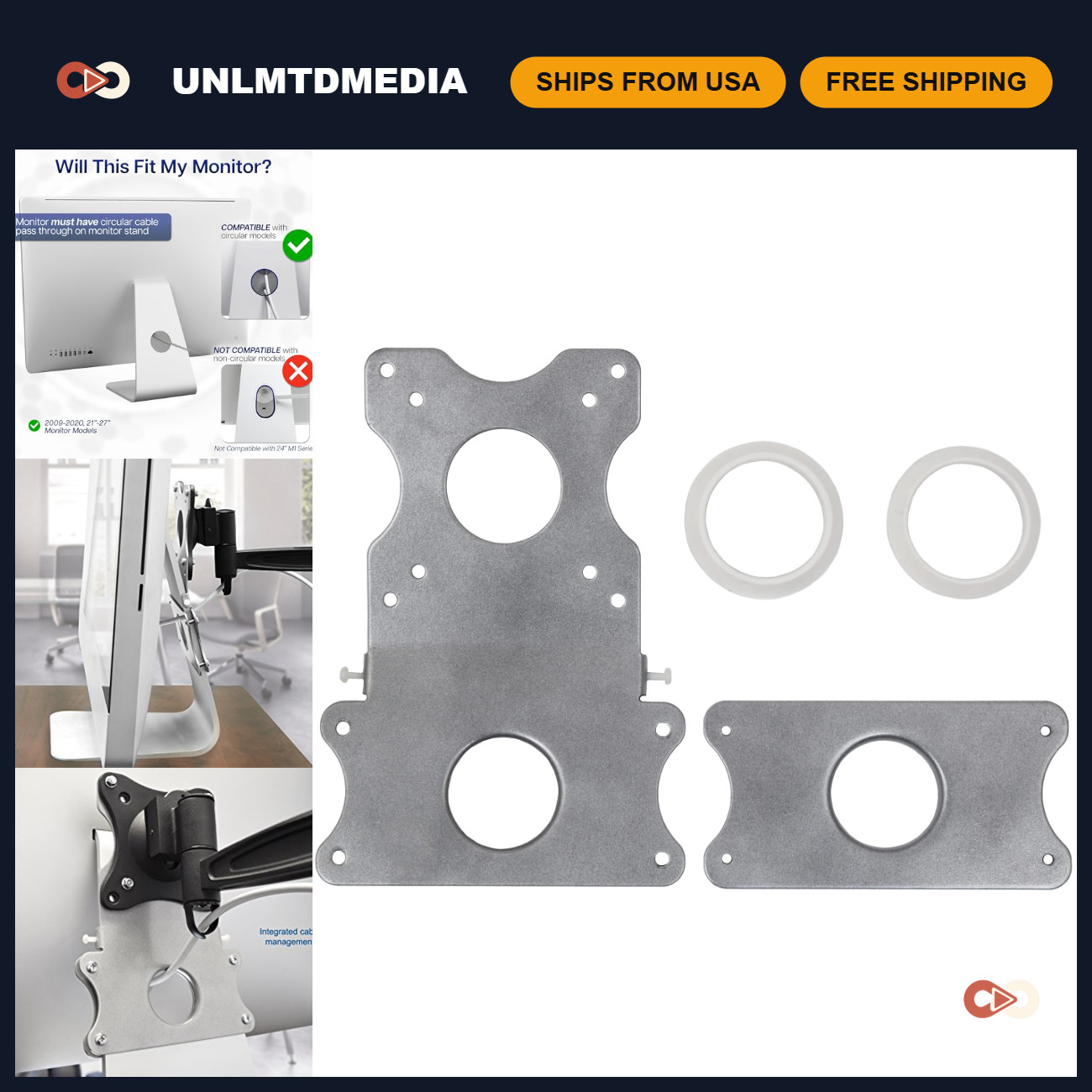 VESA Mount Adapter Kit for Monitor Stand - Adjustable, Easy Installation, Compat