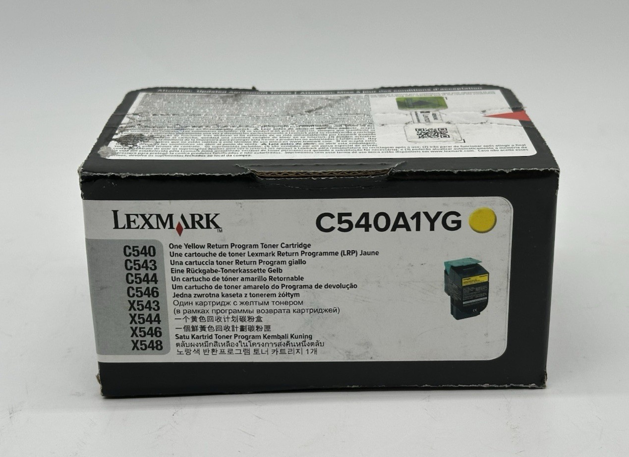 New Genuine Lexmark Yellow Return Program Toner Ink Cartridge C540A1YG