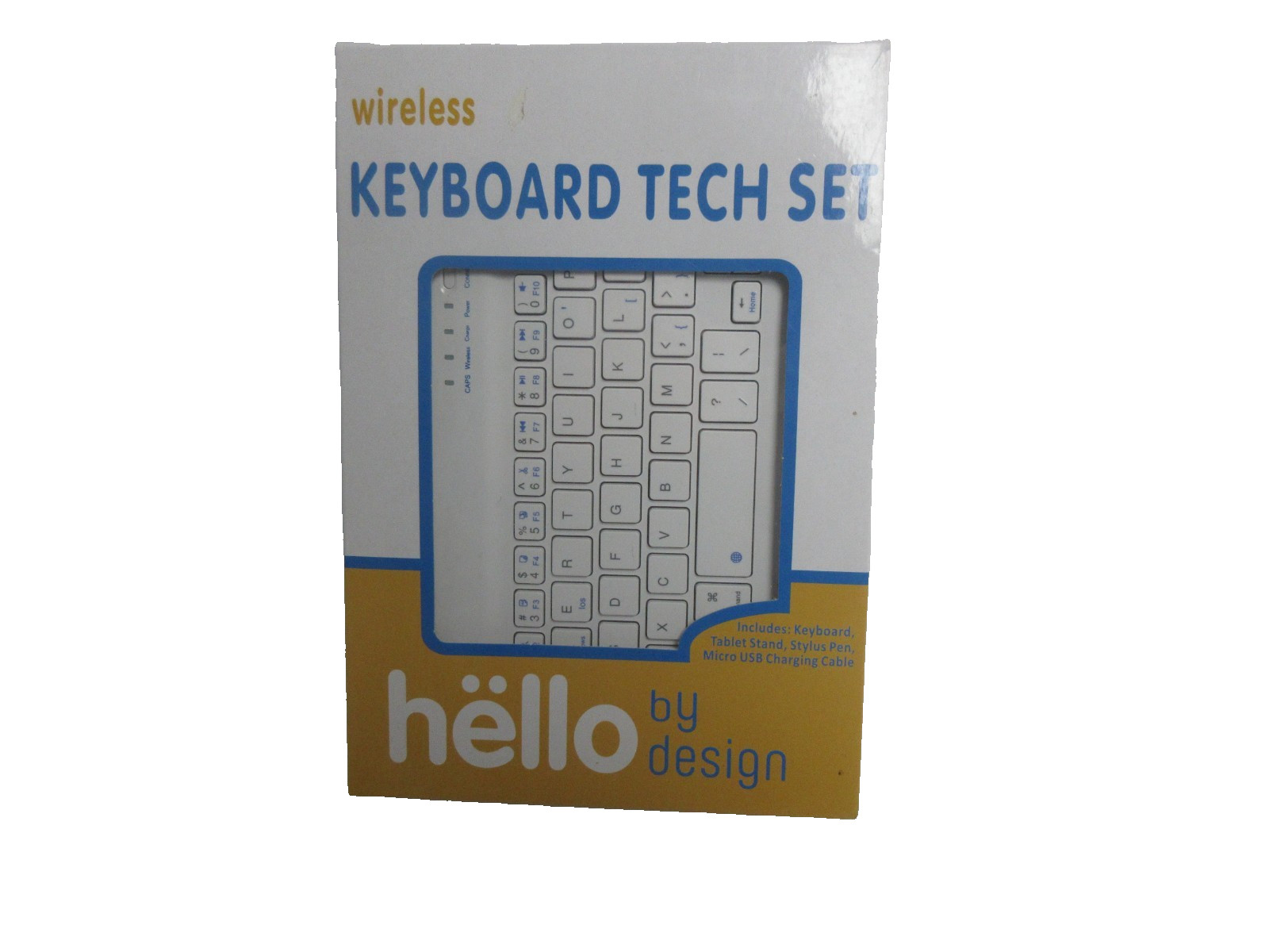 Hello By Design White Standalone Wireless Tech Set Keyboard With Tablet Stand