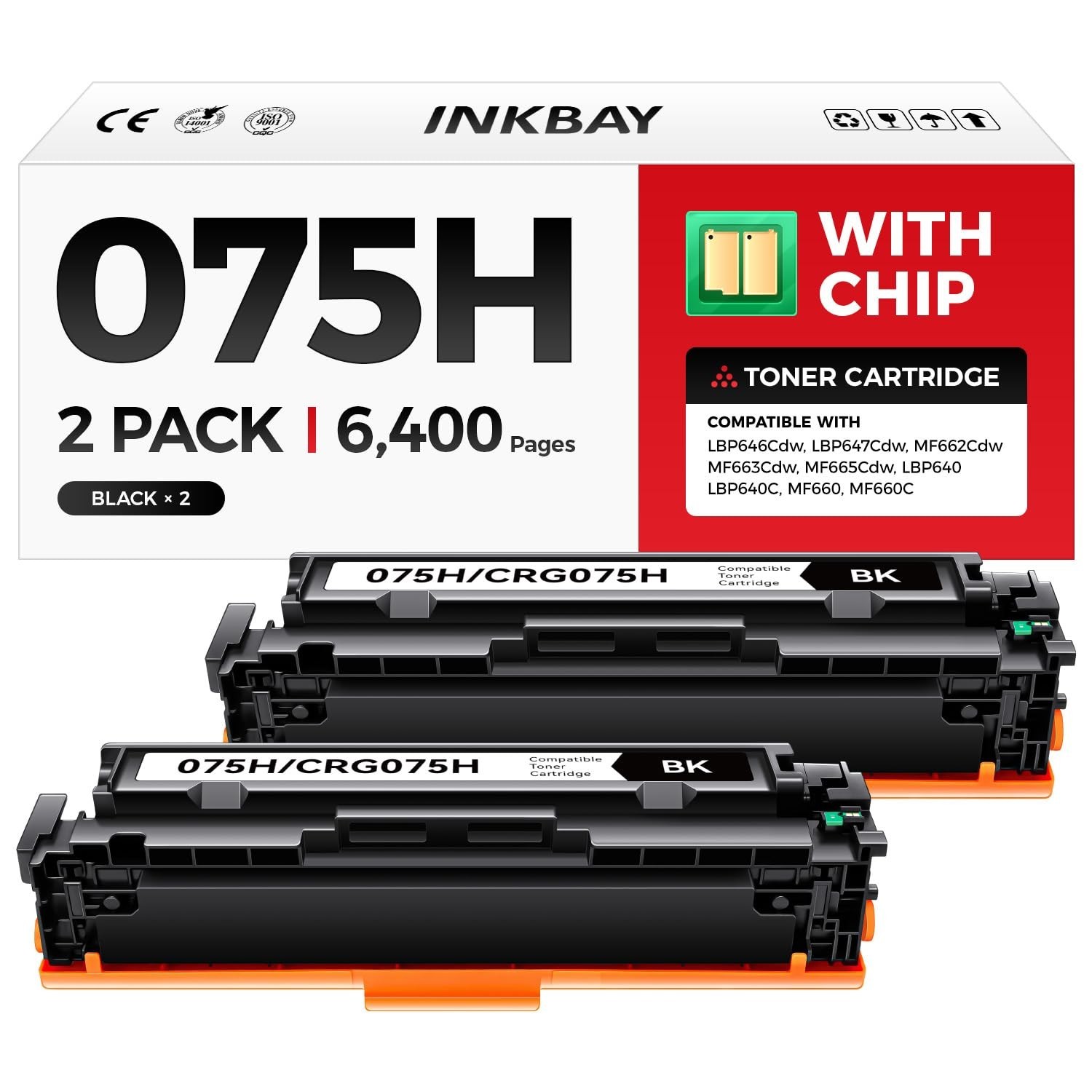 High Capacity Black Toner Cartridge 2PK Compatible with Canon LBP646Cdw MF662Cdw