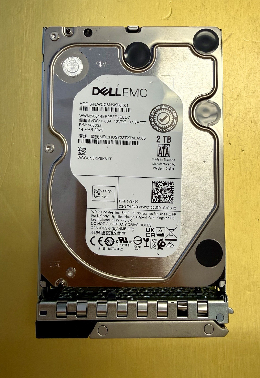 V9H6C DELL HITACHI 2TB 7.2K RPM SATA HUS722T2TALA600 T420 T430 R530 R520 T440