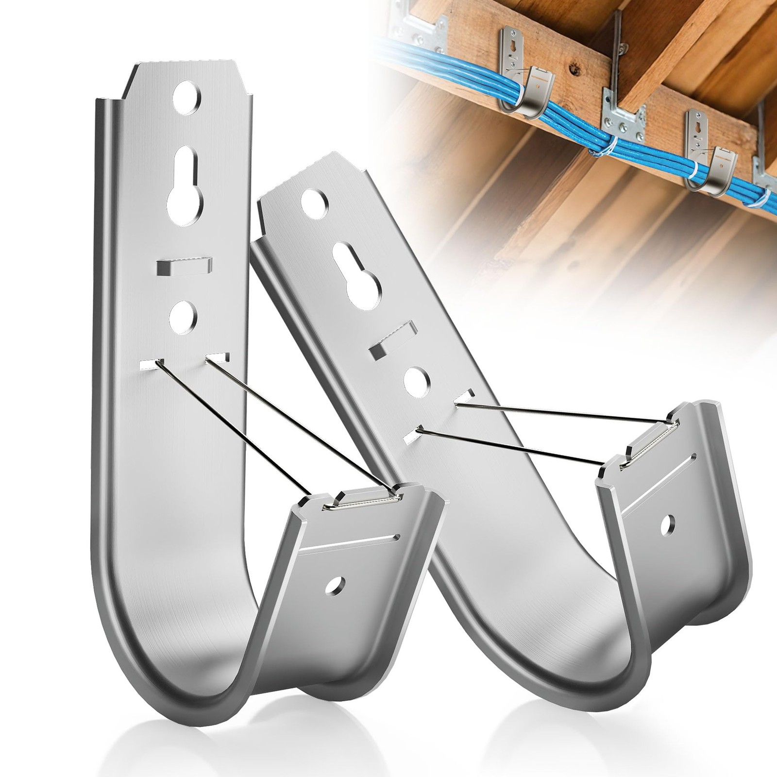 40 PCS J Cable Hook Retainer Clip 2 Inch JHook For Hanging Cable Wire Data