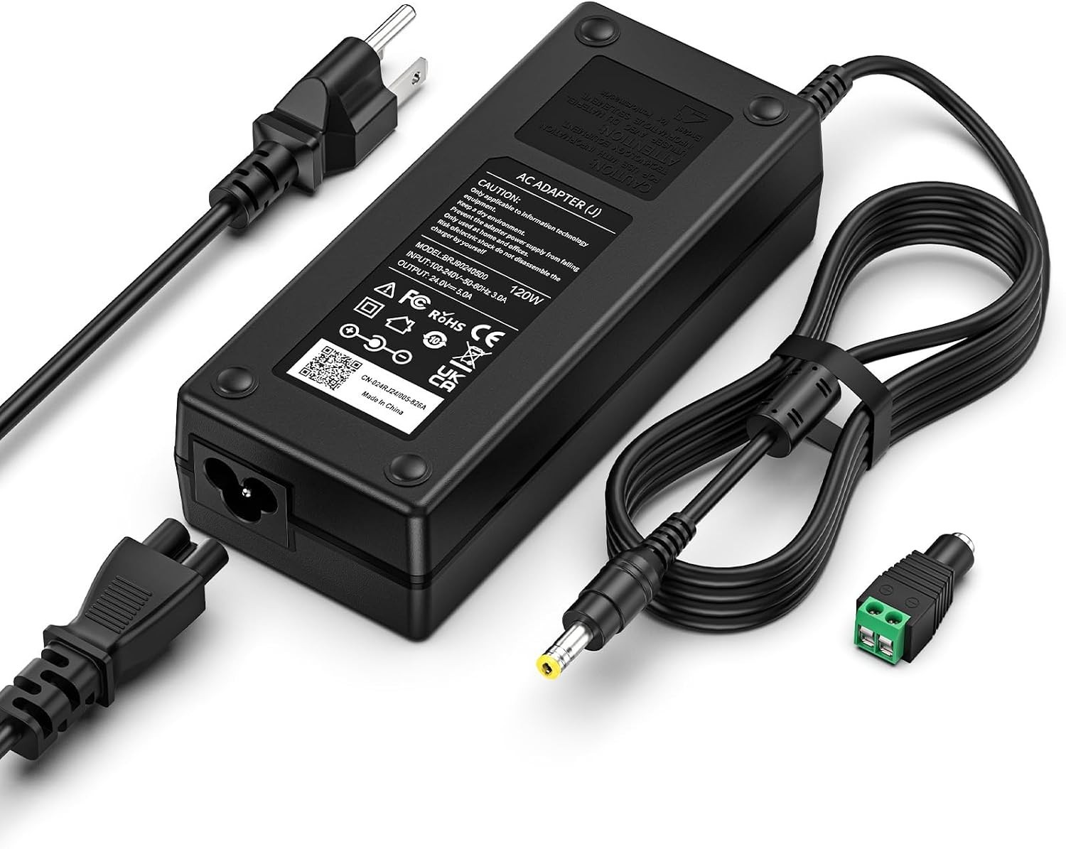 120W 24V 5A AC/DC Converter for LED, Router, Printer, LCD Monitor