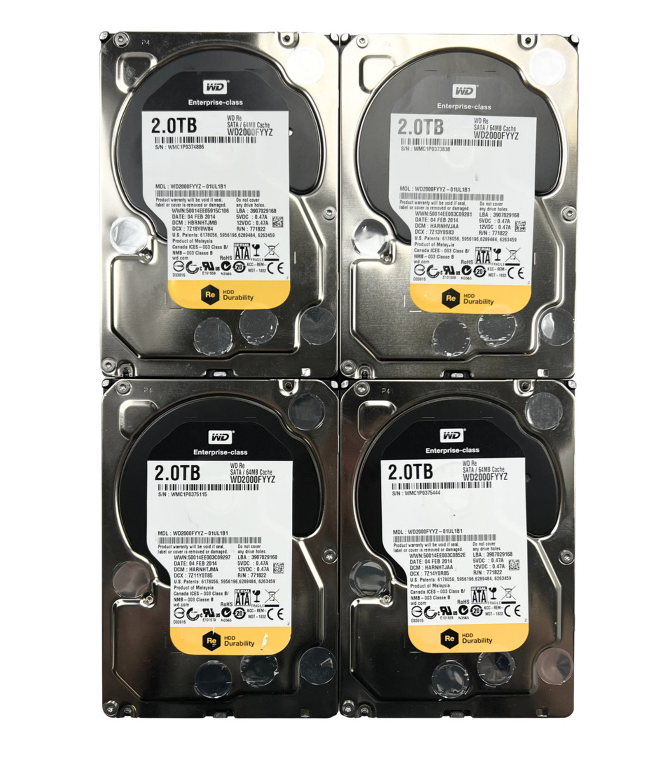 LOT OF 4 WD RE WD2000FYYZ 2TB 7200RPM 64MB SATA 6Gb/s 3.5" Enterprise Hard Drive