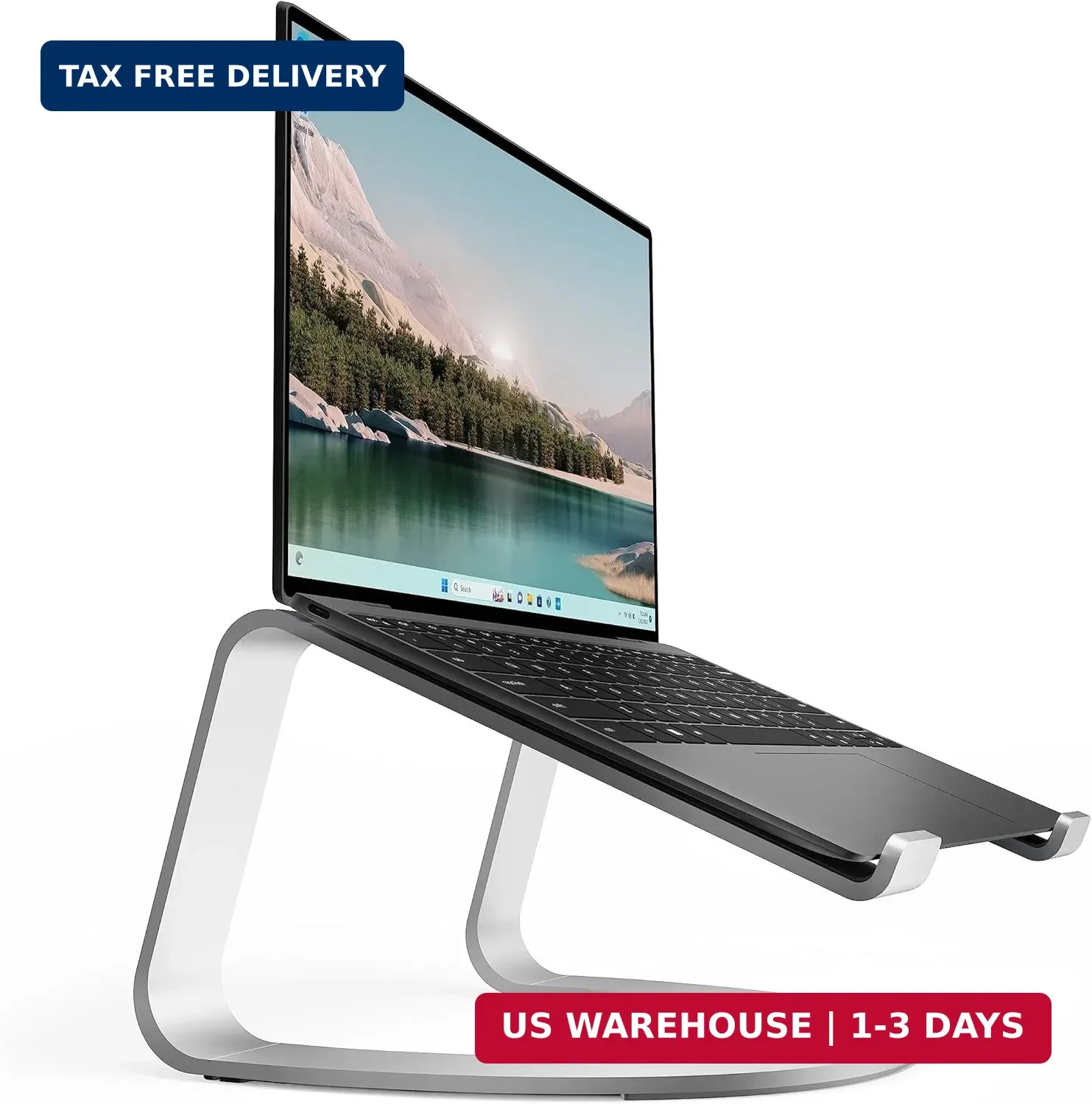 Curve SE, Ergonomic Aluminum Laptop and MacBook Stand, Silver