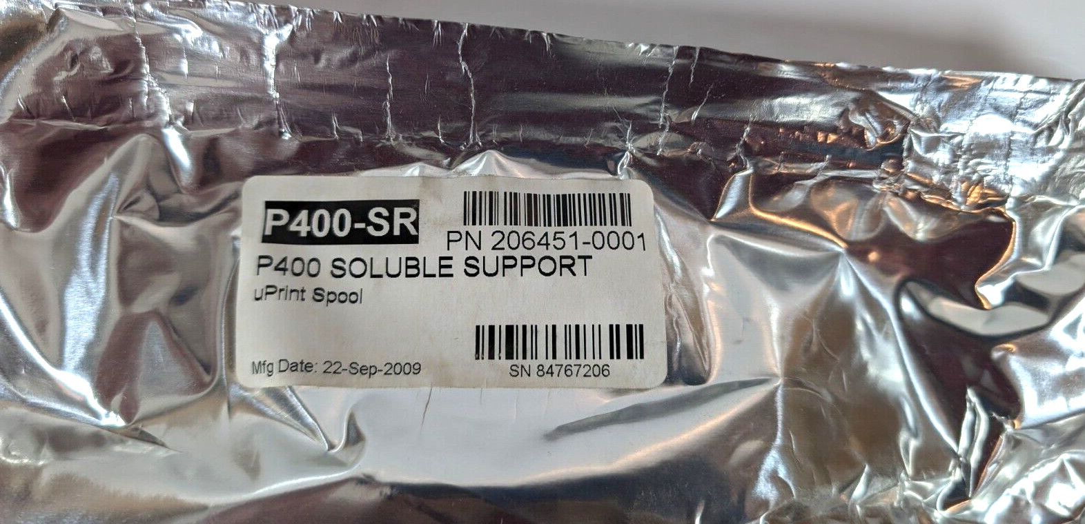 Stratasys uPrint 3D P400SR 206451-0001 Soluble Support Spool  30ci (490cc)