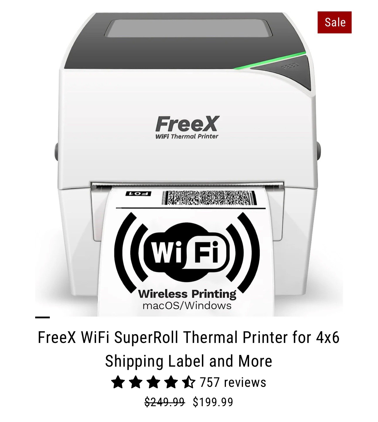 WiFi Thermal Label Printer 4x6 | USB + Wireless | Shipping Labels | Windows/Mac