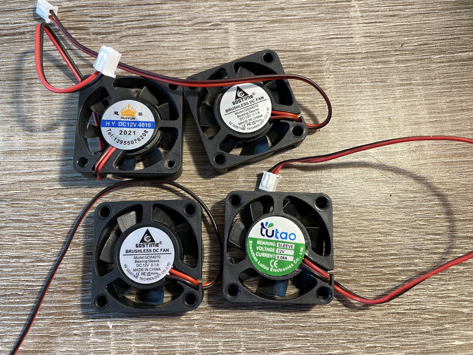 Lot of Four 40mm x 40mm x 10mm DC Brushless Fans 