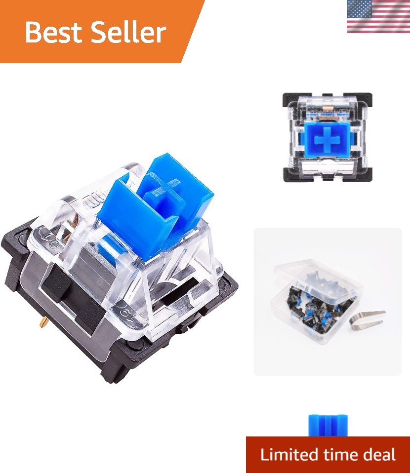 20-Pack Blue 3-Pin Tactile Switches for Mechanical Keyboards - Easy Install