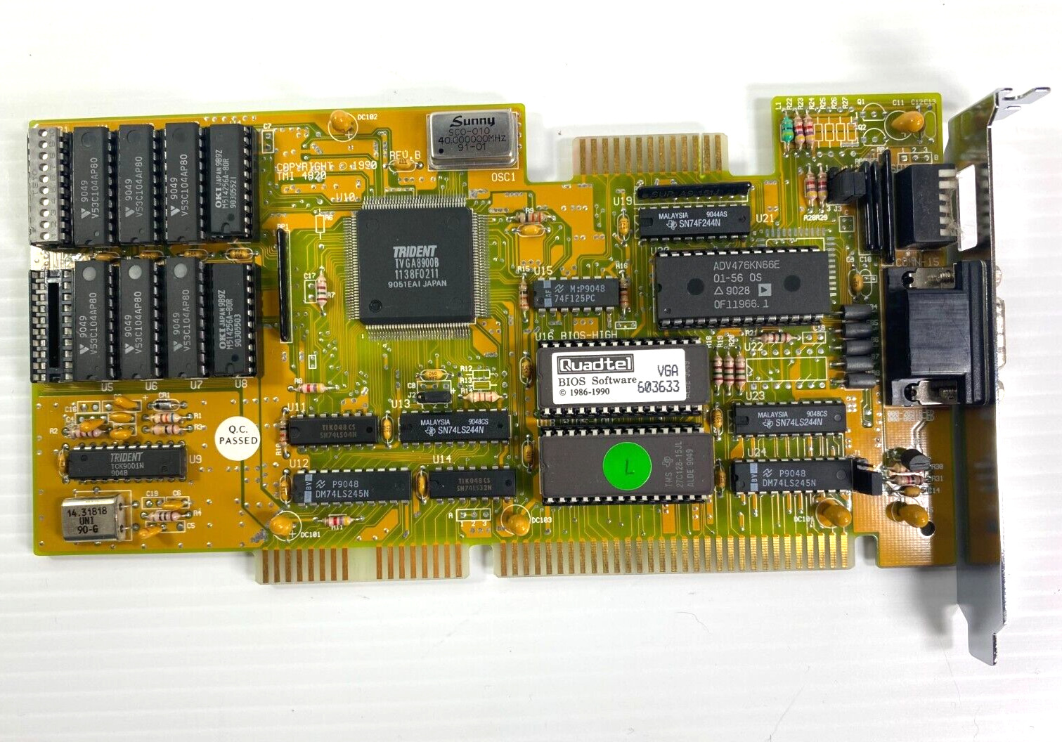 VINTAGE 1991 Trident TVGA8900B ISA VGA CARD 8-bit / 16-bit 512K Tested / Working