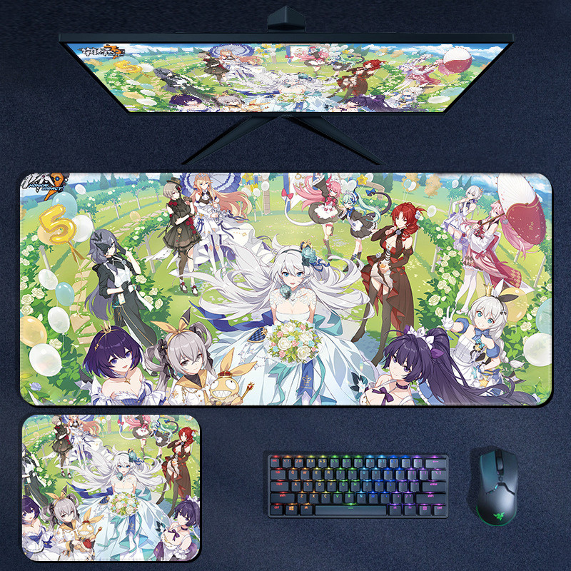 gaming mouse pad, large mat with non-slip base  Honkai Impact 3rd Waifus #01