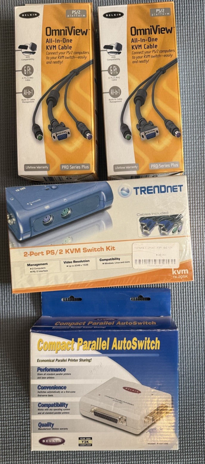 Brand New Sealed Belkin Trendnet KVM Switch Cables & Parallel Printer Switch