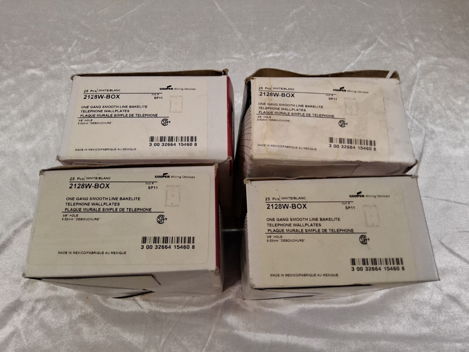 Lot Of (100) Cooper Wiring 2128W-Box White Cable Wallplate Full Contractor Rg-6