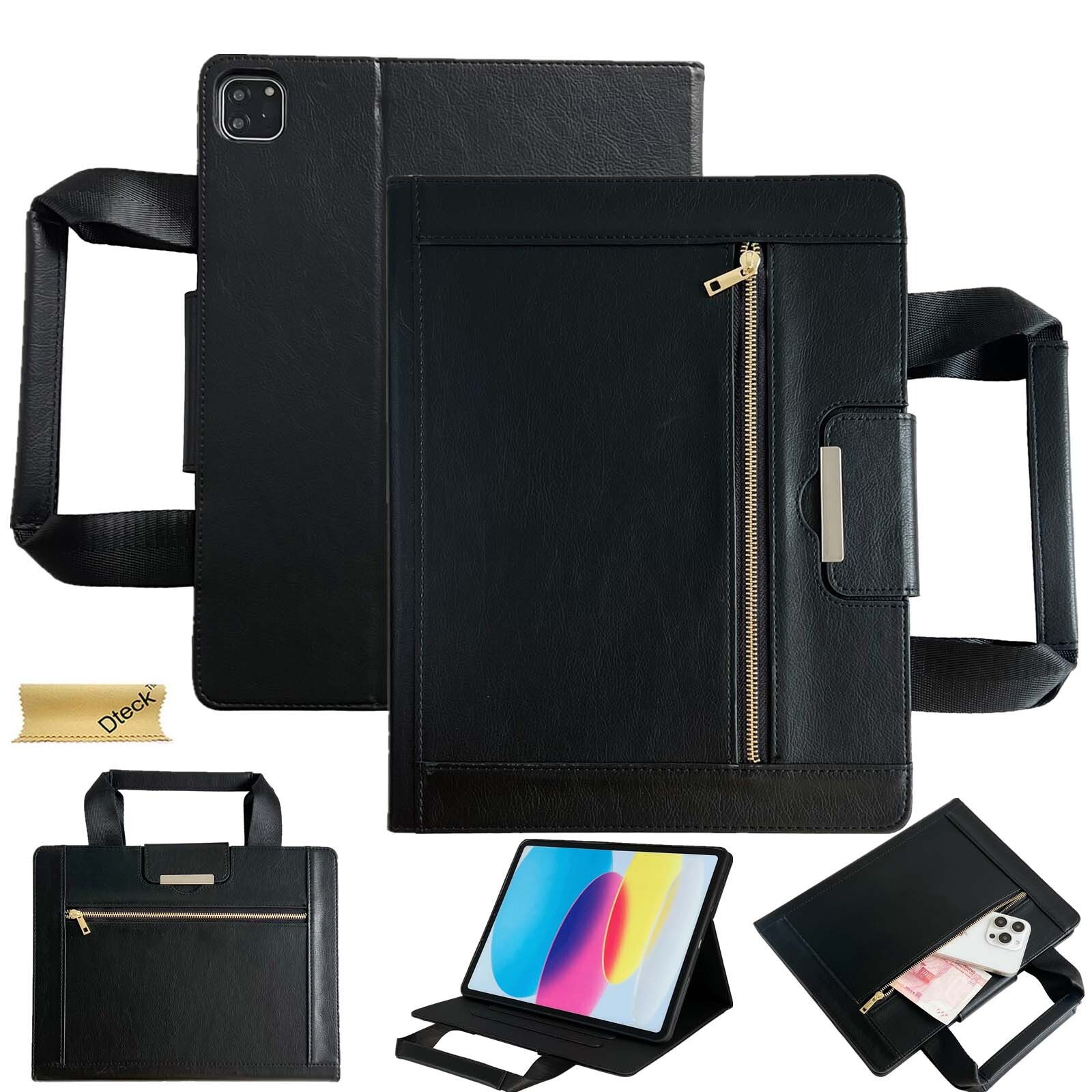 Business Handbag Case for iPad A16/Air/Pro 13" 11" 10.2" mini with Zipper Pocket