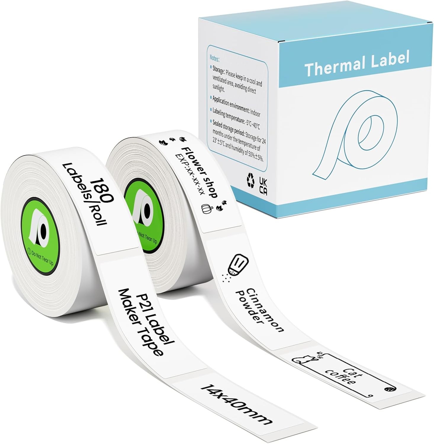 2-6 Rolls for Nelko P21 Label Tape,14x40mm (0.55"x1.57"),180 Labels/Roll, White
