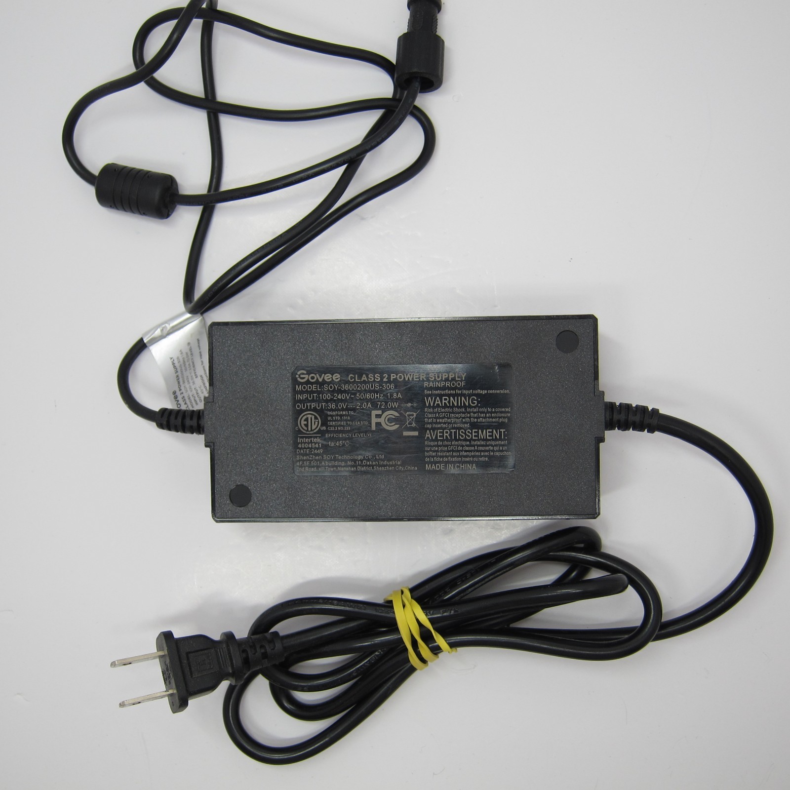 Govee SOY-3600200US-306 OEM 72W Power Supply Adapter 36V 2A - Canadian Seller