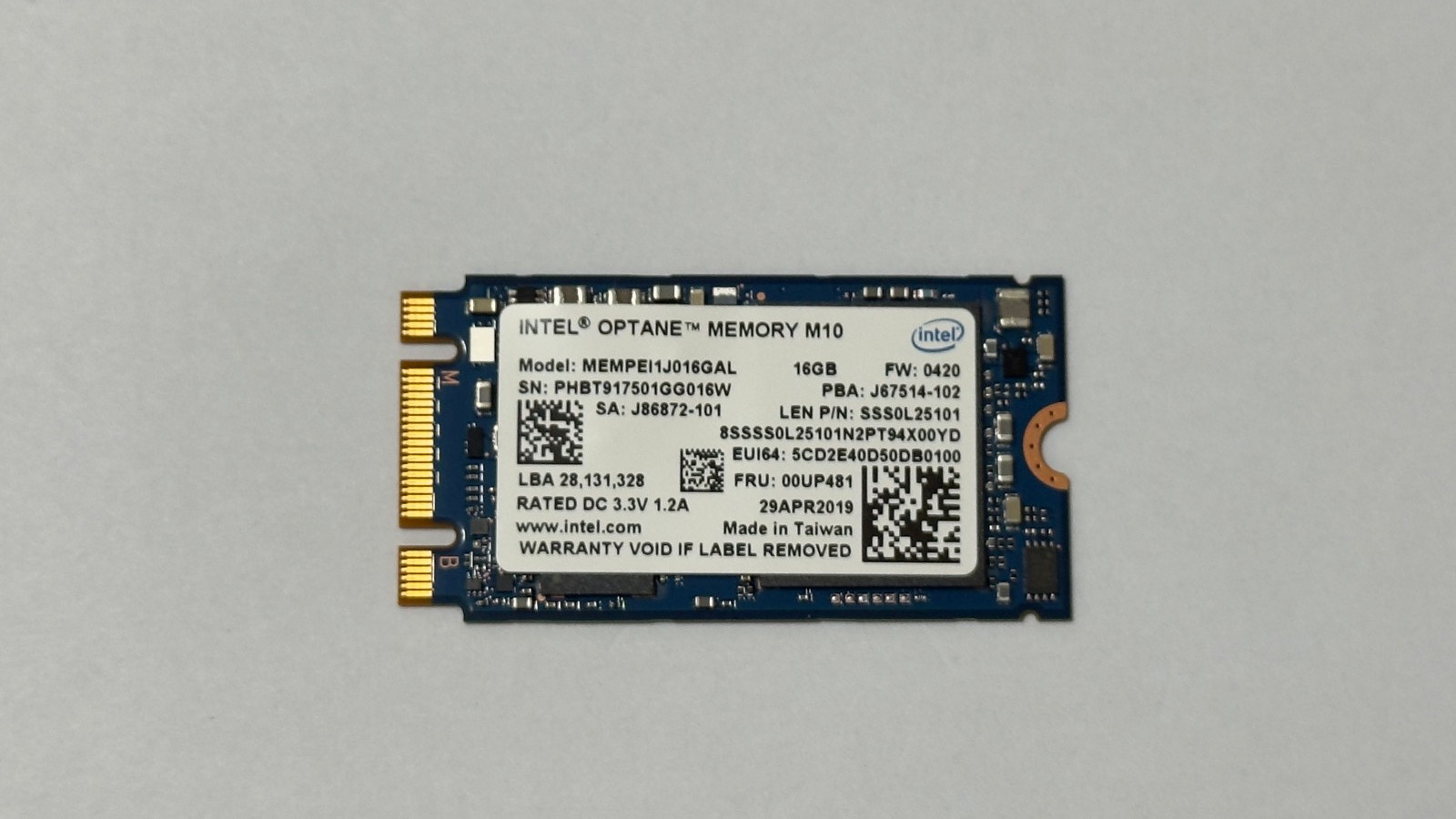 1 pcs Intel Optane Memory M10 SSD M.2 2242 16GB MEMPEI1J016GAL PCIe Nvme Xpoint