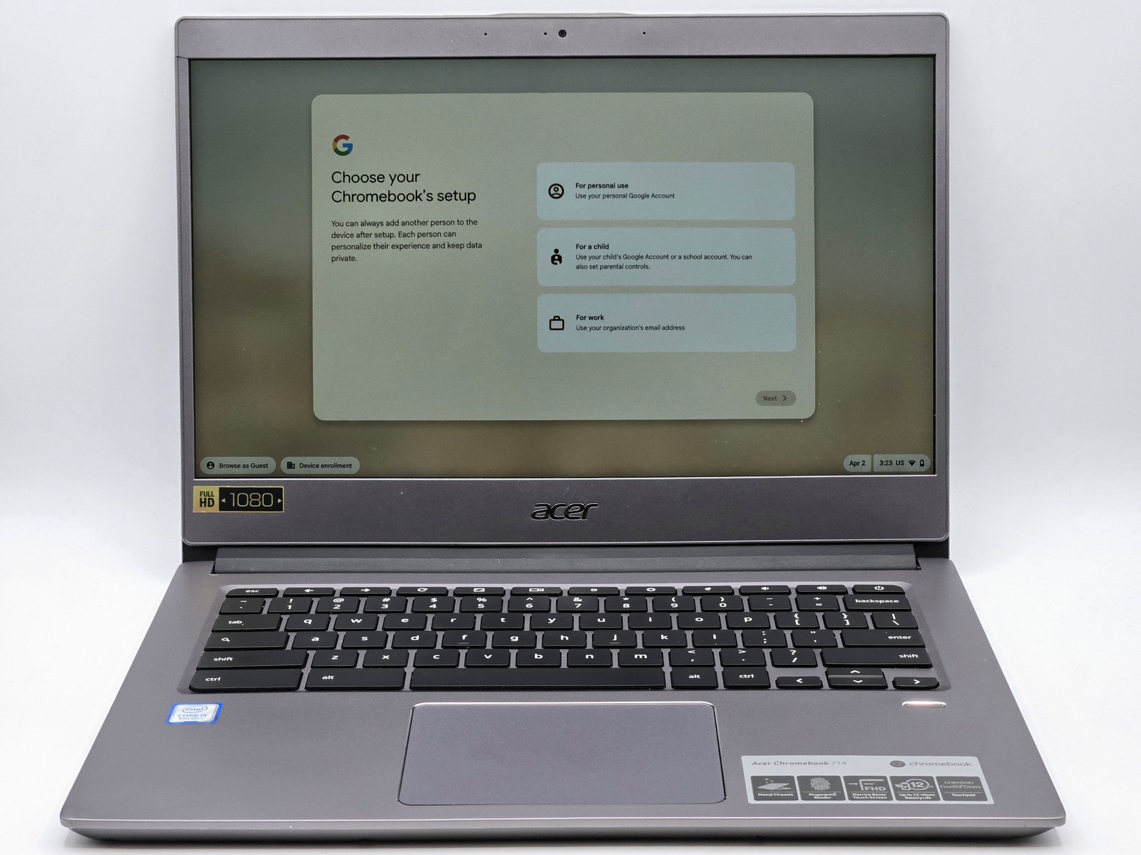 ACER Chromebook 714 CB714-1WT 14" FHD Touch I5-8250U 64GB 8GB W10 FP Reader