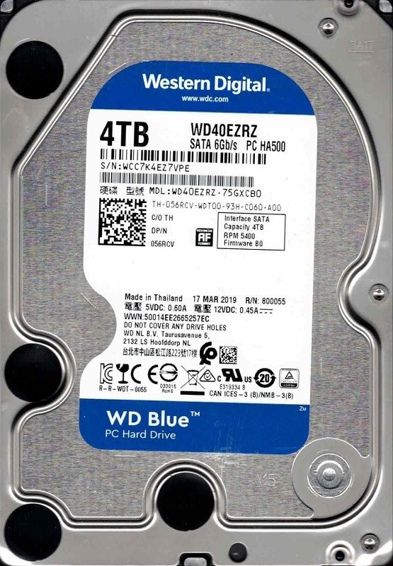 WD40EZRZ-75GXCB0 WCC7K MAR 2019 Western Digital 4TB