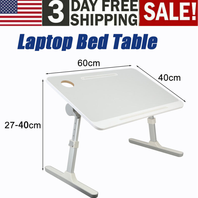 Foldable Laptop Bed Tray Desk, Adjustable Laptop Bed Table w/ Heights and Angles
