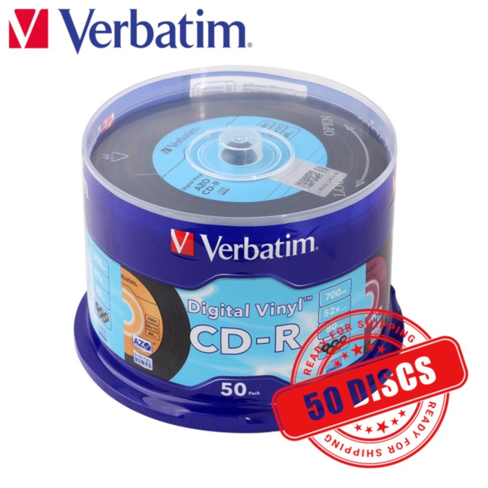Verbatim AZO CD-R 52x Digital Vinyl Blank CD LP Style 700MB 5 Colors - 50 Discs