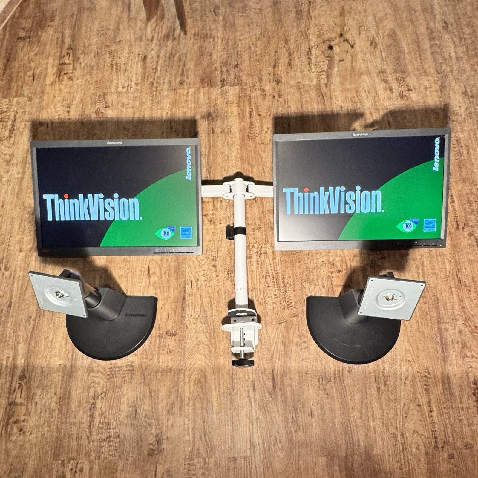ThinkVision 22” LT2252pwC LOT OF 2 + Vivo Dual Monitor Arm & OEM Monitor Stands