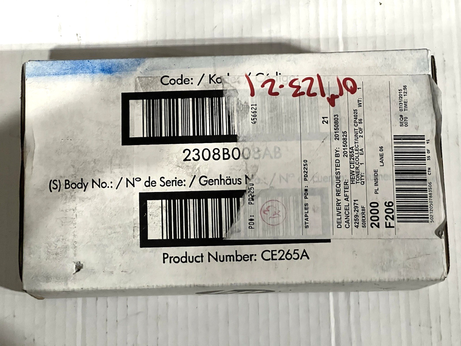 Original HP CE265A Toner collection Unit New-Worn Box