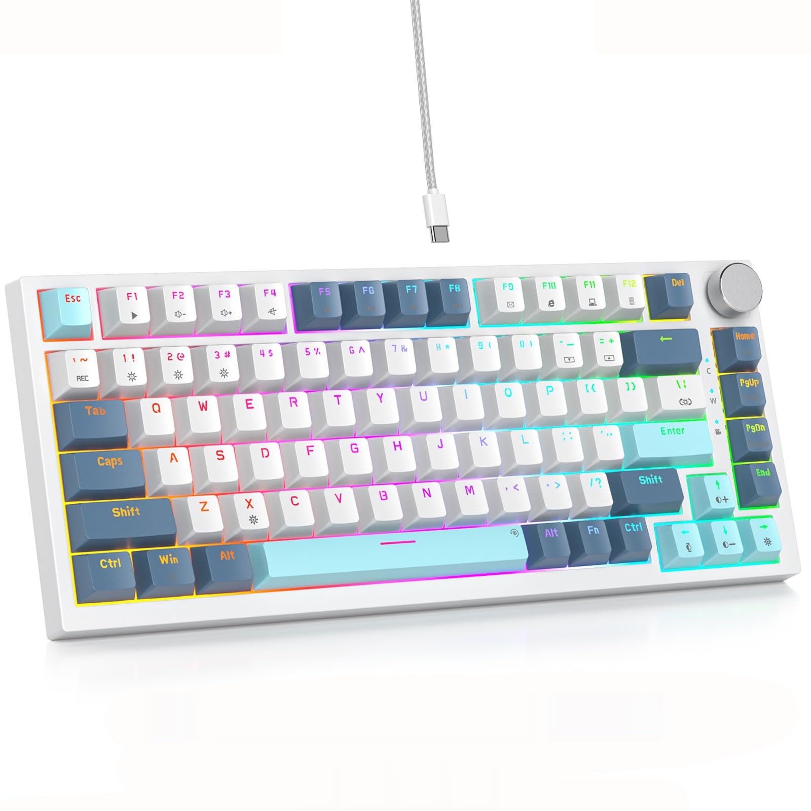 SbocKeeb 75 Percent Keyboard Gasket-Mounted with Sound Absorbing Pads, 82-Key...