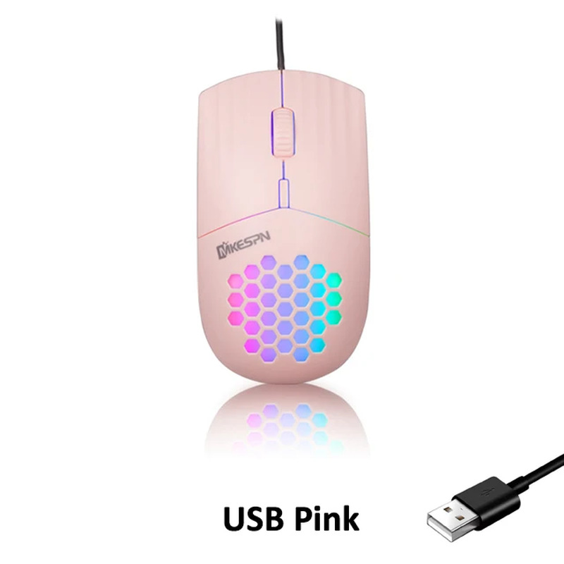 1600 DPI RGB Backlit Honeycomb Shell Mouse Wired RGB Gaming Mouse Usb/Type C