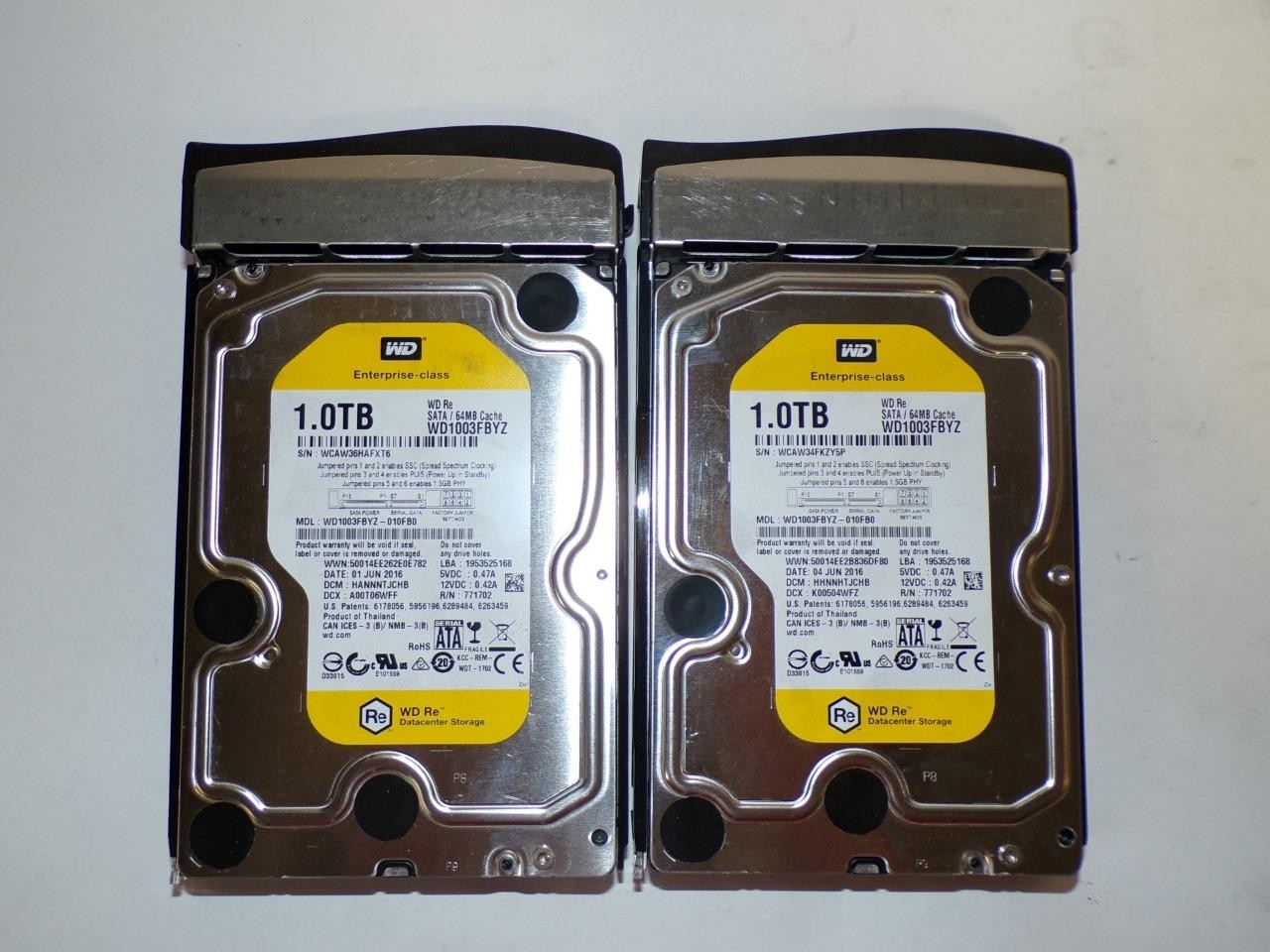 Lot of 2 Western Digital WD1003FBYZ-010FB0 1TB 7.2K 6Gb/s SATA 3.5" Desktop HDD