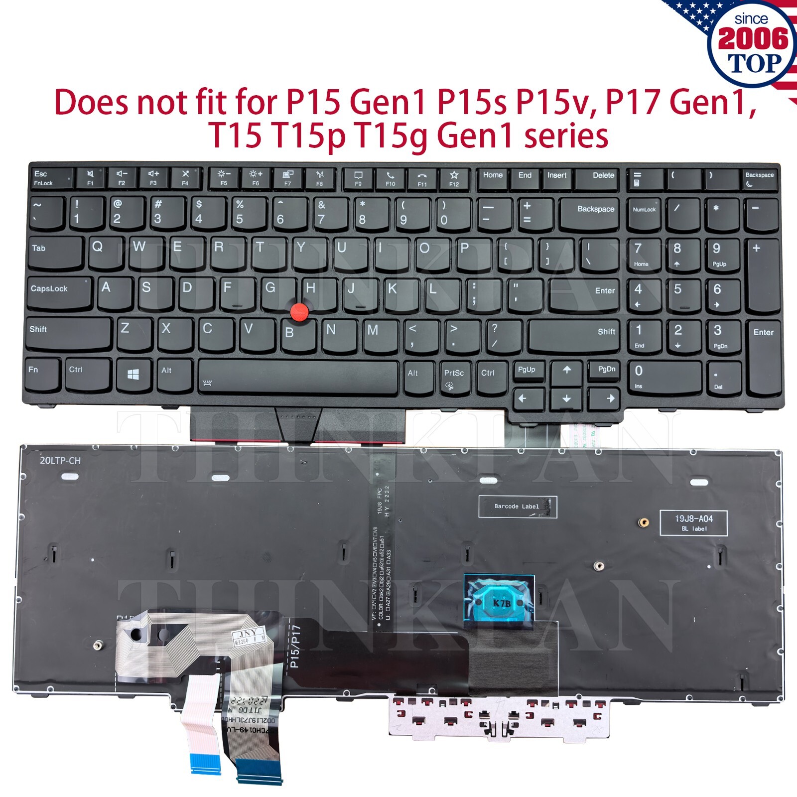 Genuine US Backlit Keyboard for Lenovo Thinkpad T15g Gen 2 P15 Gen 2 P17 Gen 2