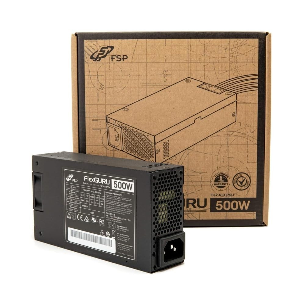 FSP FlexGURU Pro Power Supply, Flex ATX 500W, 80 Plus Gold Certified PSU, Non...