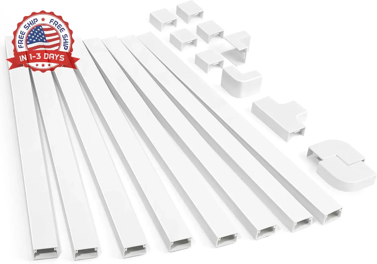 126in Cord Hider Kit, Cord Cover for Wall Mounted TV, Paintable Wire Cover