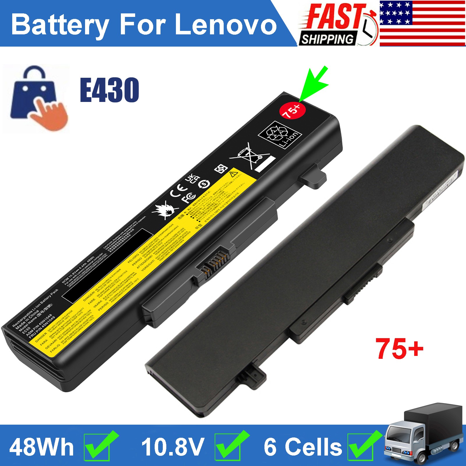 ✅75+ Battery For Lenovo ThinkPad E Serie E430 E431 E530 E531 E535 E540 E545 B590