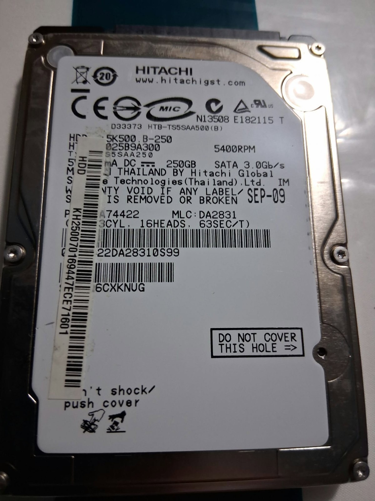 HITACHI HGST 5K500.B-250 SATA 250GB HDD HTS545025B9A300 2.5" Hard Drive