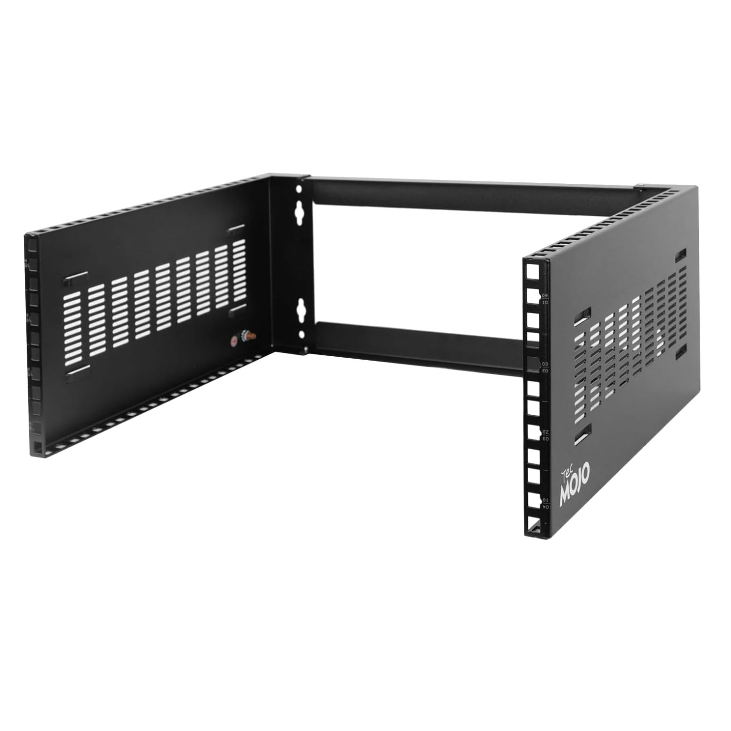 Compliant 4U Network Rack: 14" Deep, Easy Install, 110lbs Load, Black Finish