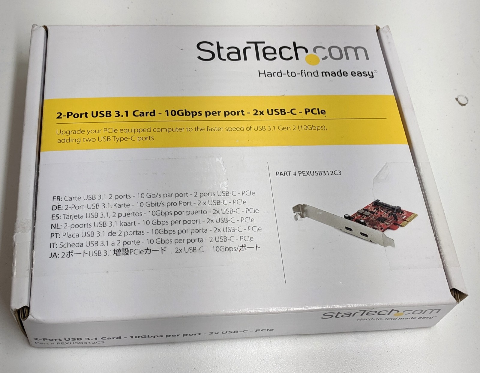 StarTech.com PEXUSB312C3 2-Port USB 3.1 USB-C PCIe Card 10Gbps