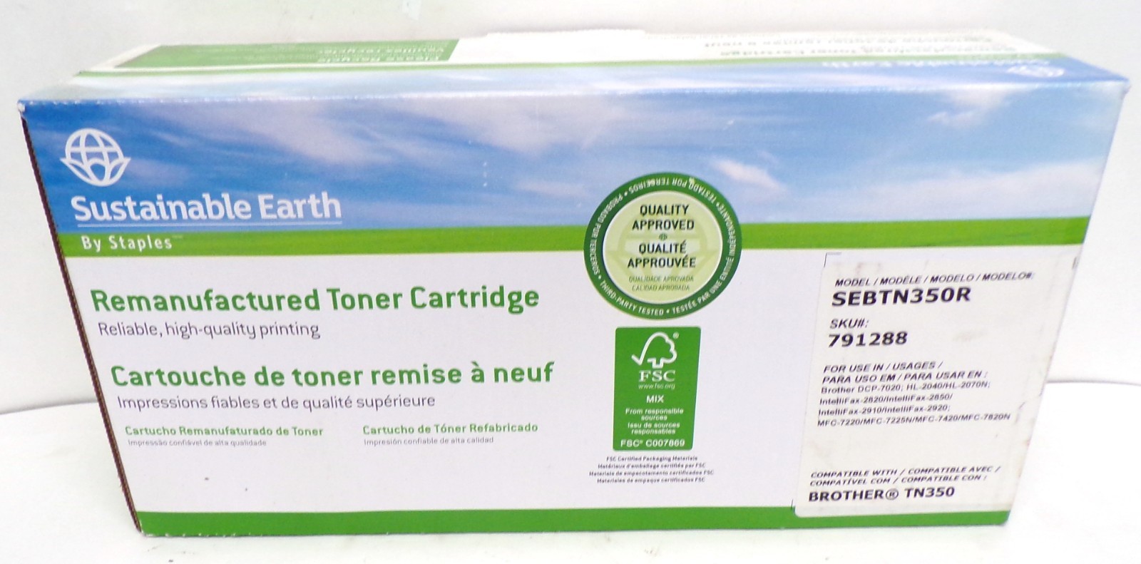 SUSTAINABLE EARTH REMANUFACTURED TONER CARTRIDGE. SEBTN350R
