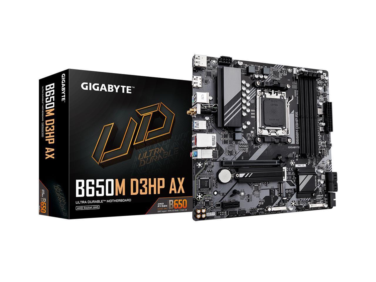 GIGABYTE B650M D3HP AX AM5 LGA 1718 AMD B650 M-ATX DDR5, 2x PCIe 4.0 M.2, PCIe 4