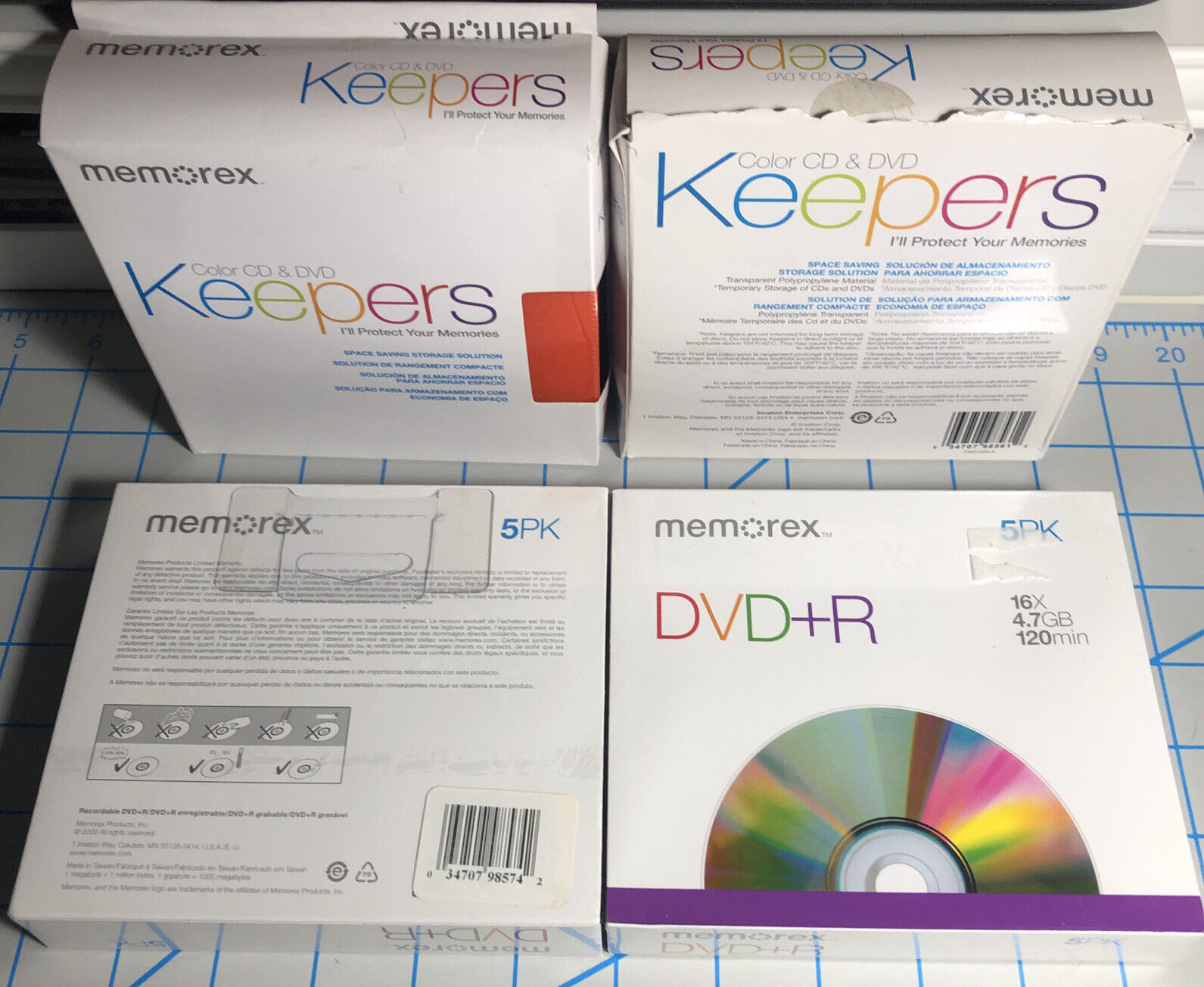 MEMOREX 2x5pk Slim Case DVD+R & 2x50pk Color CD/DVD Plastic Sleeves Keepers