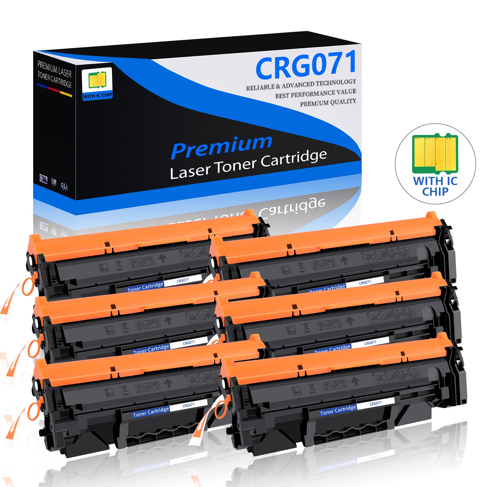 6PK Canon 071 Toner Cartridge Compatible for ImageCLASS MF272dw LBP122dw Black