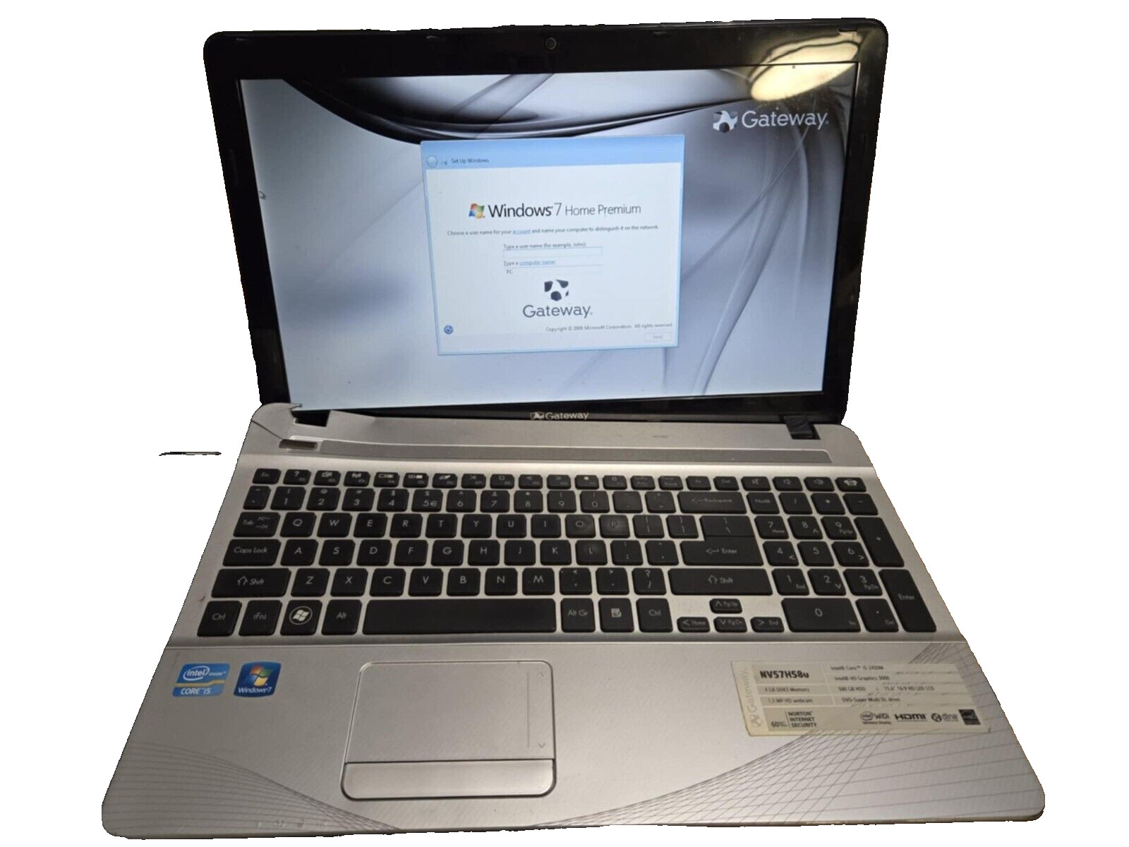 Gateway NV57H58u Intel Core i5 4GB DDR3 Memory500GB  HDD PARTS