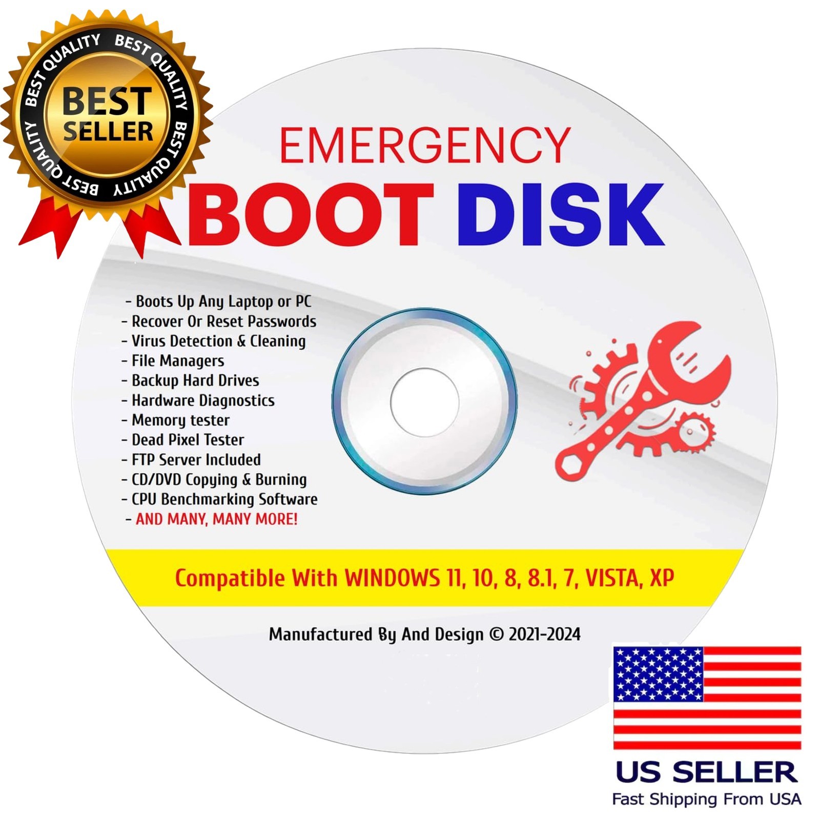 Windows Emergency Boot CD Disc for PC Repair Password Fix All in One Tool 2026