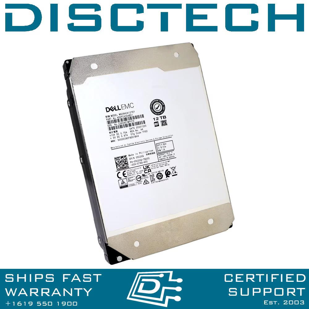 Dell 5C2XG Toshiba MG09ACA12TE 12TB 3.5” LFF 6Gbps 7.2K RPM 512e MG09 SATA HDD