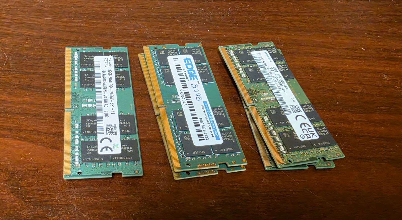 Lot of 6, 32GB DDR4-2666V|3200A RAM Samsung, Sk-hynix and Other Brands (Tested)