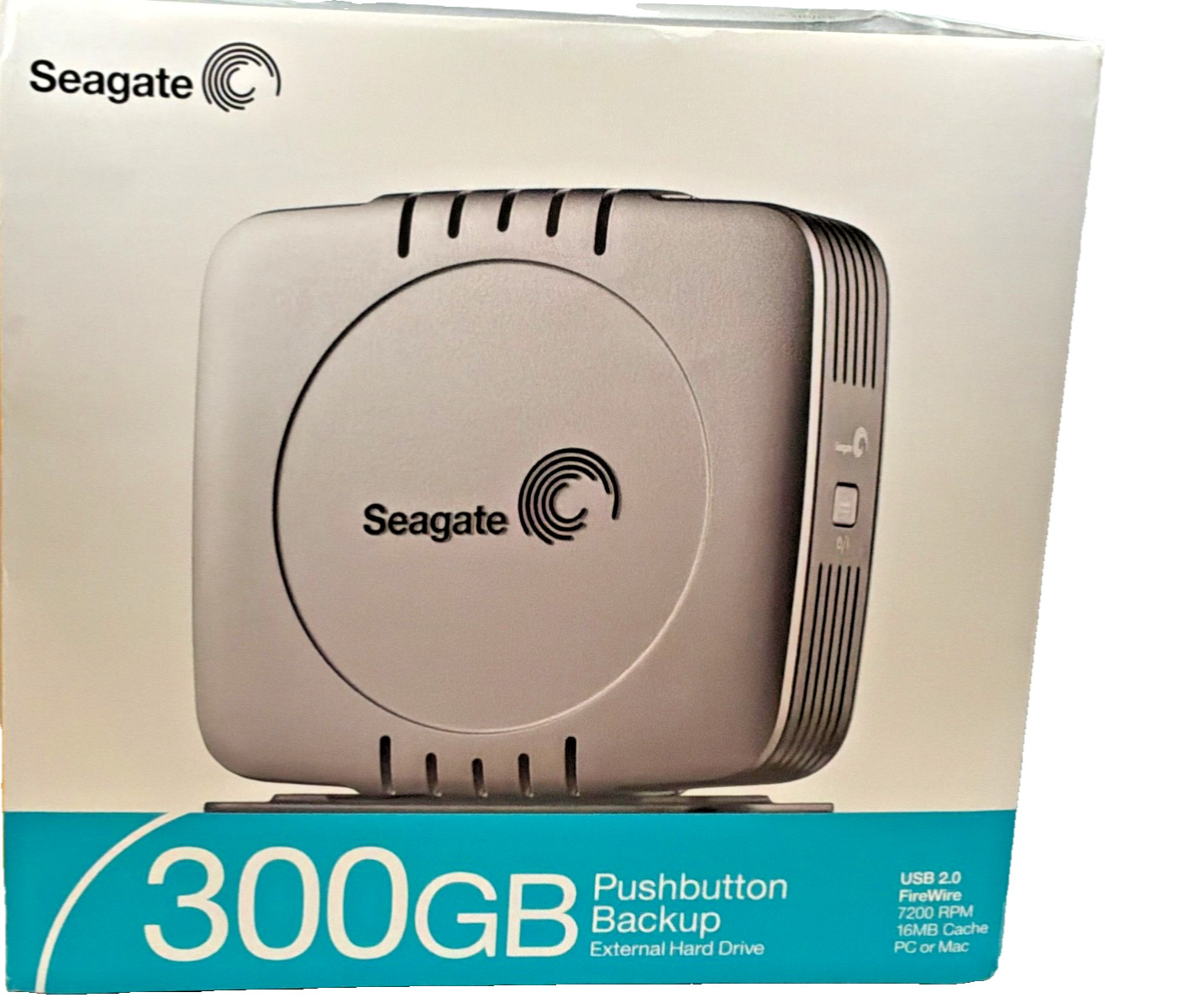 Seagate 300GB Pushbutton Backup External Hard Drive USB 2.0 FireWire New Vintage