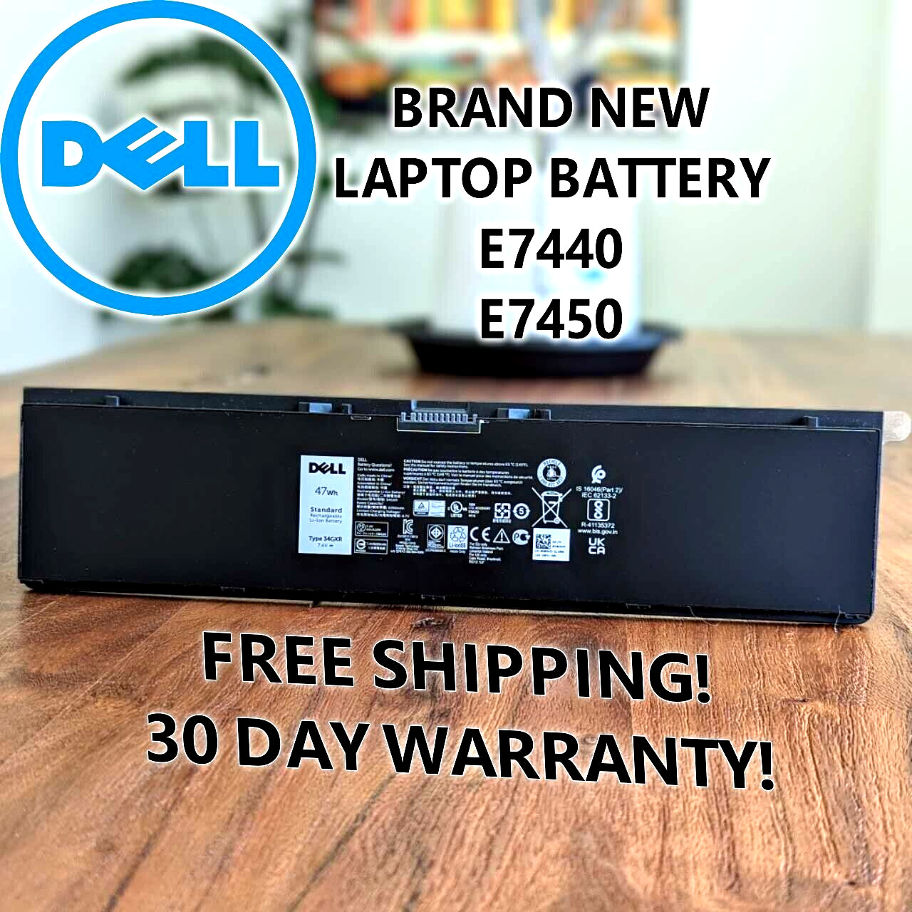 Genuine 47Wh 7.4V 3RNFD Battery For Dell Latitude E7440 E7450 E7420 34GKR PFXCR