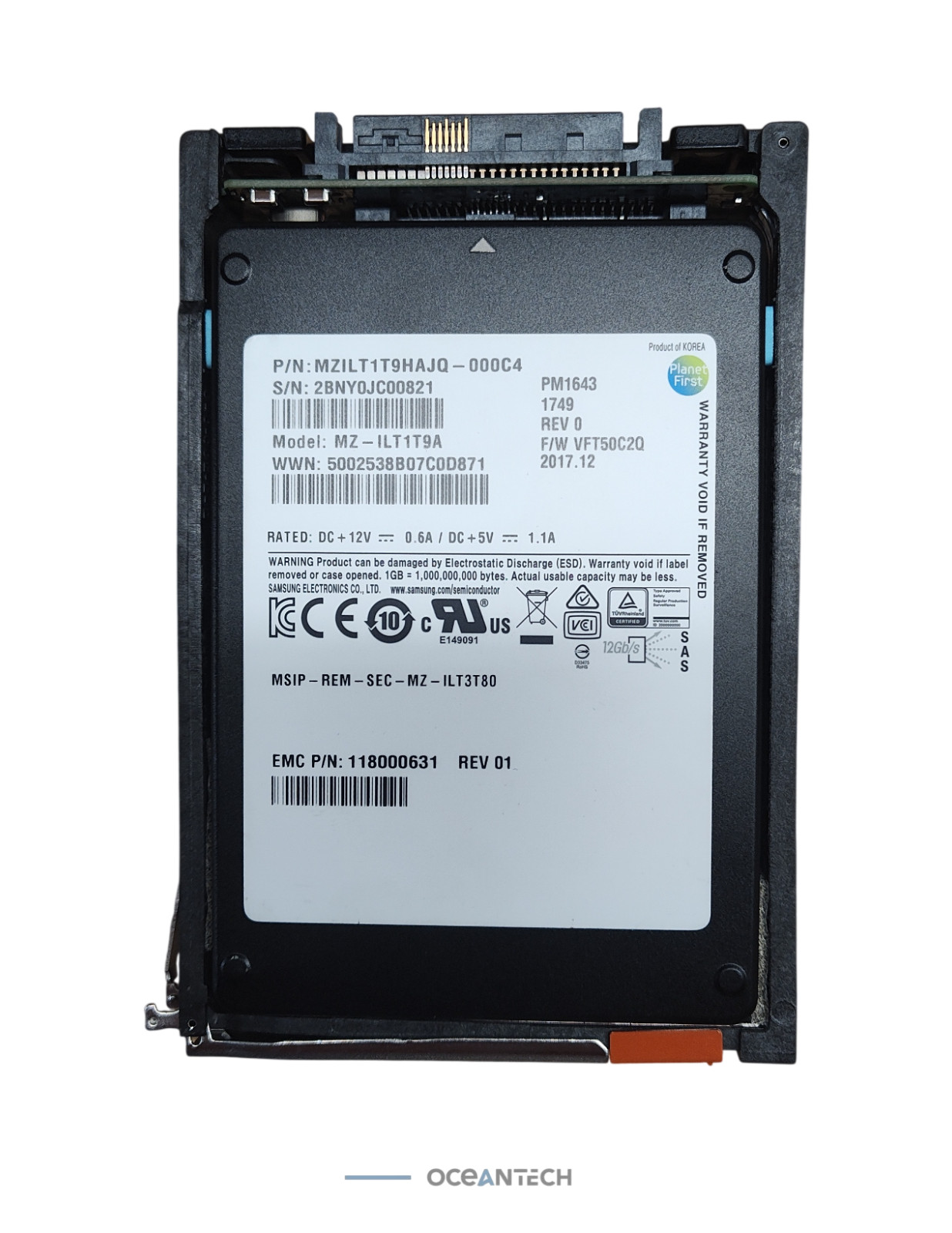 Samsung EMC PM1643 MZ-ILT1T9A 1.92 TB SAS 3 2.5 in Solid State Drive SEE NOTES