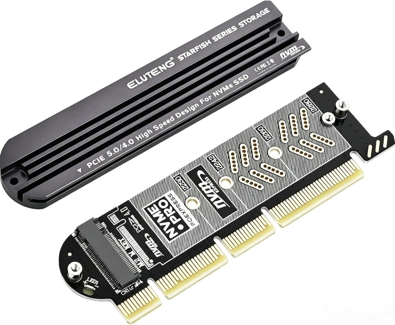 ELUTENG Nvme Pcie 5.0/4.0/3.0 Adapter Nvme M.2 SSD to Pcie X4/X8/X16 Card