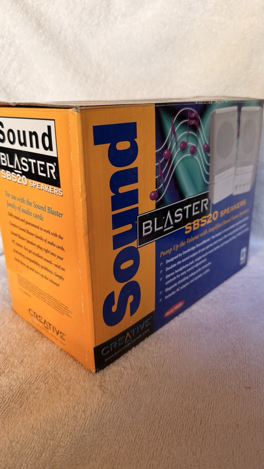 Vintage Creative Sound Blaster External Box Speakers 3.5mm Output SBS20